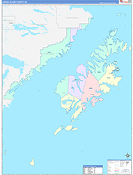 Kodiak IslandBorough (County), AK Wall Map Color Cast Style 2026